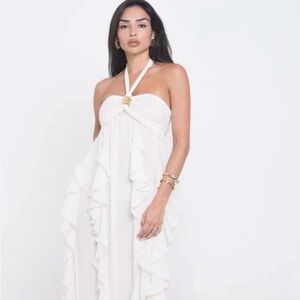 Elegant White Halter Dress